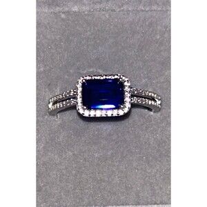 Sterling Silver Blue Moissanite ring sz 10